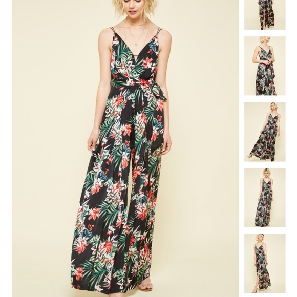 Floral Slit Wide Leg Jumpsuit - Picture 6 of 6